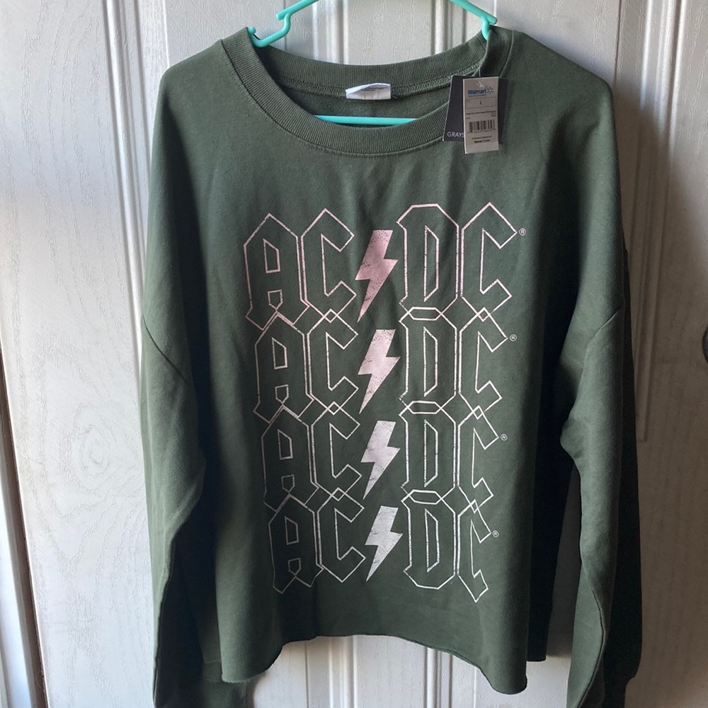 NWT AC/DC Green Cropped Sweatshirt